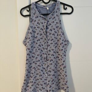 Blue Patterned Sleeveless Top